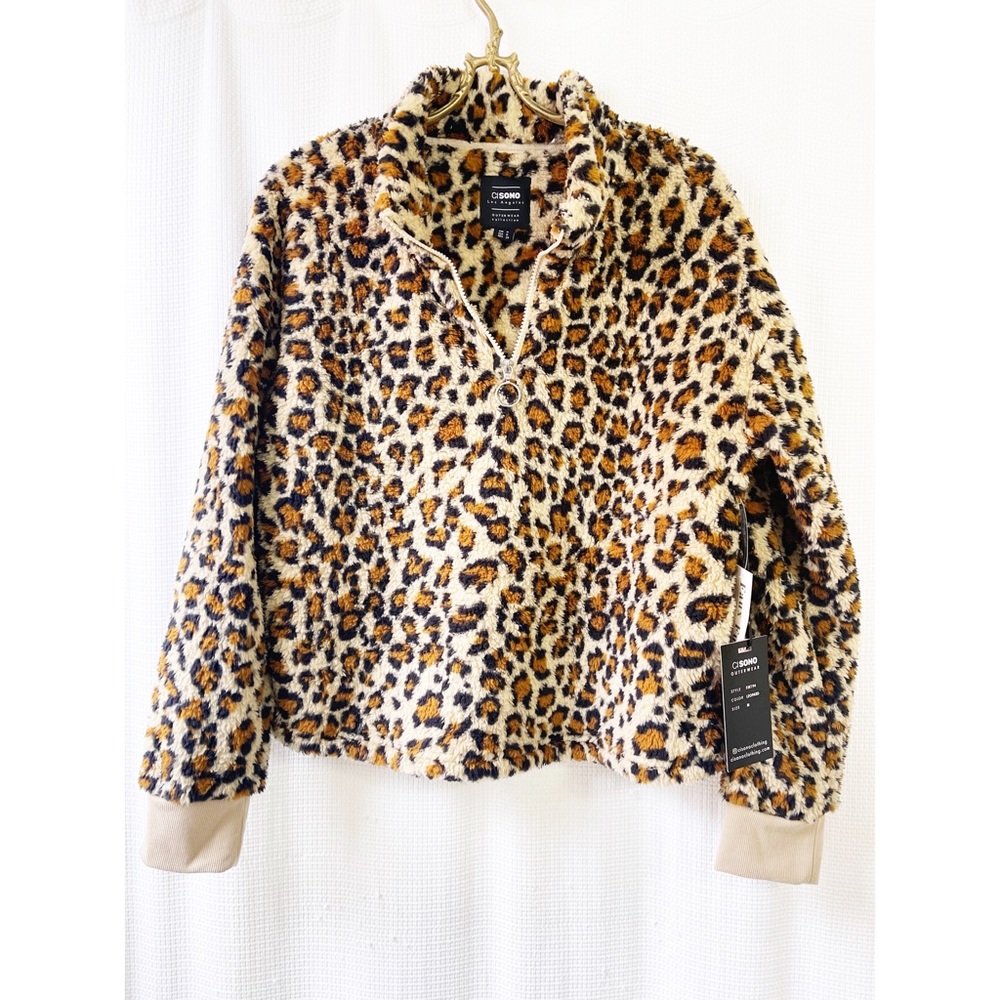 CISONO faux fur leopard pullover sweater
